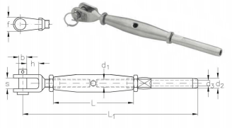 ASS Mini-Wantenspanner mit Gabel und Terminal