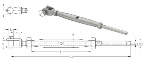 Niro Wantenspanner Standard mit Gabel und Terminal