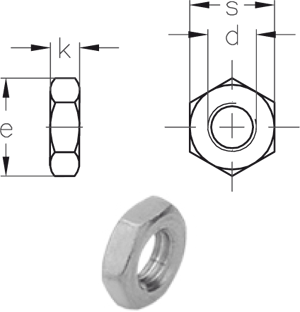 NIRO Flache Sechskantmutter DIN 439