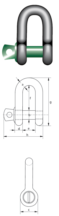 Green Pin ® Shackles straight type with eye bolt