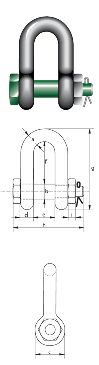 Green Pin ® Shackles straight type with safety bolt, nut and cotter