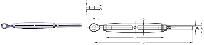ASS Rigging screw, Maxi type with eye and terminal